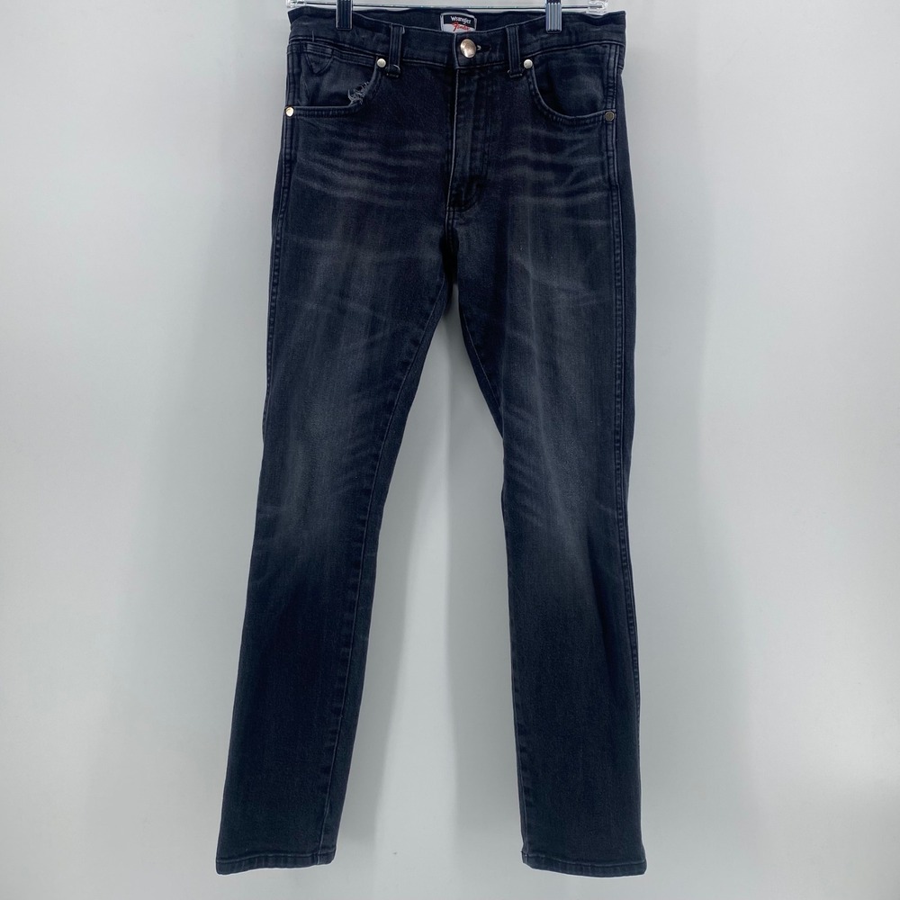 Wrangler x Fender Mens Slim Straight Jeans Faded Black Paisley Pocket 3